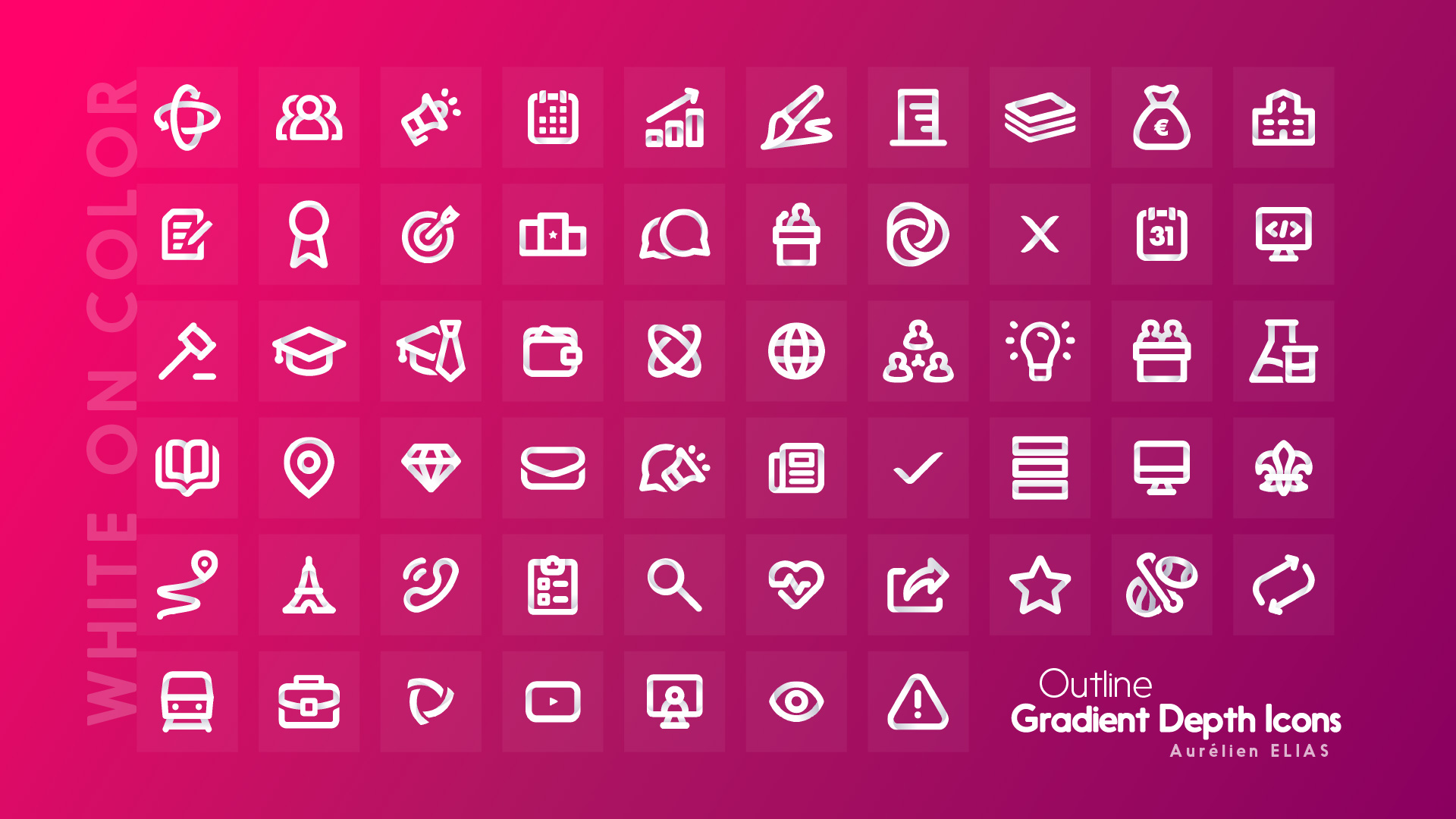 Plum pink icons - Outline Gradient Depth Icons by Aurélien Elias